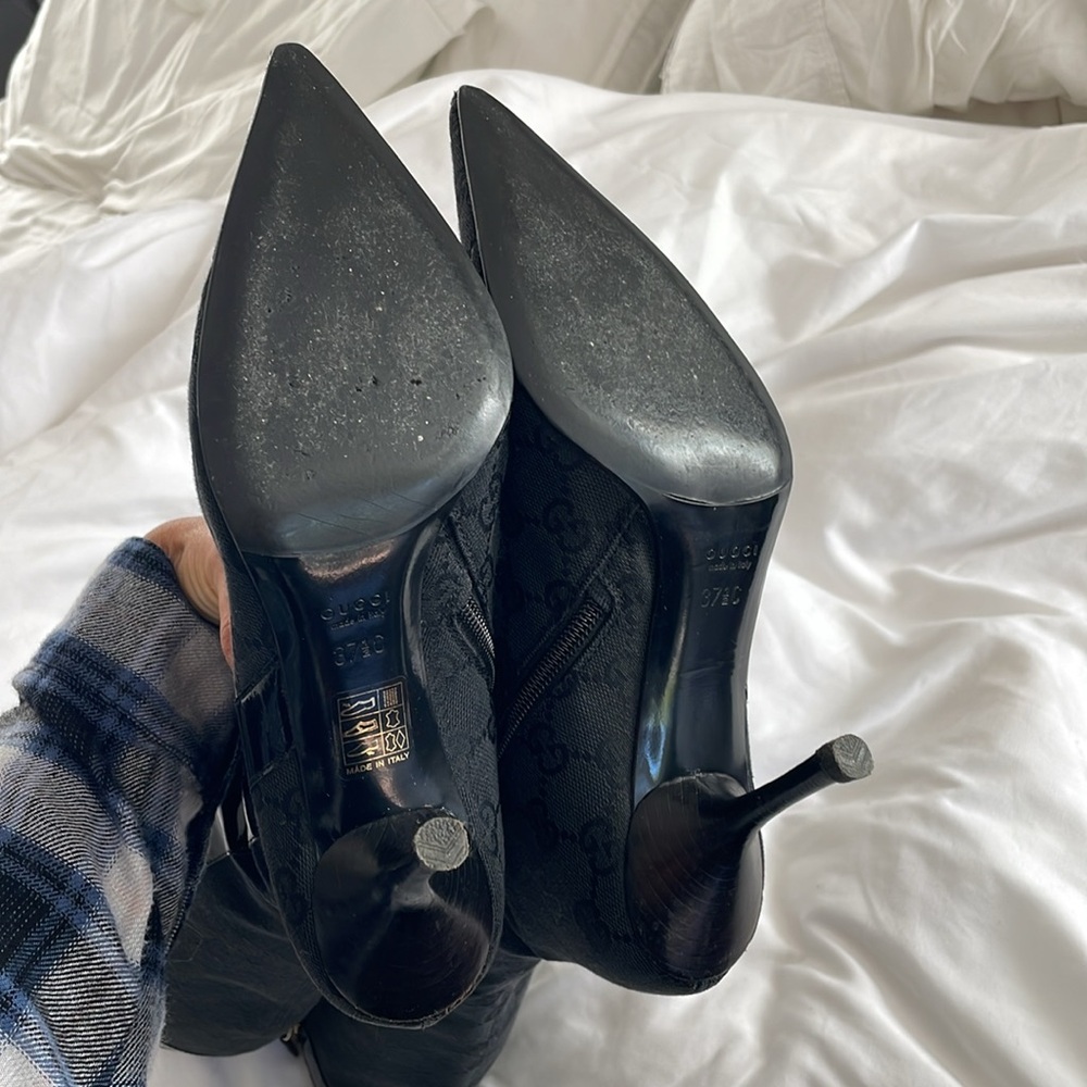 Gucci vintage GG monogram black cloth boots - Picture 15 of 16